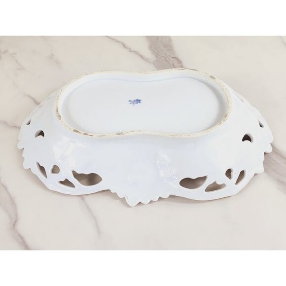 Rococo Style Couple Portrait Articulated Serving Bowl 12" Porcelain 1950-1970 - Picture 10 of 15